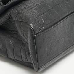 Pre Owned Saint Laurent Black Croc Embossed Leather West Hollywood Shoulder Bag