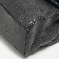 Pre Owned Saint Laurent Black Croc Embossed Leather West Hollywood Shoulder Bag