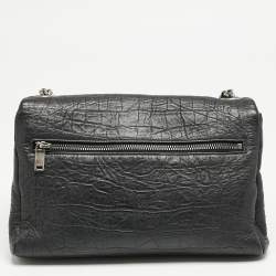 Pre Owned Saint Laurent Black Croc Embossed Leather West Hollywood Shoulder Bag