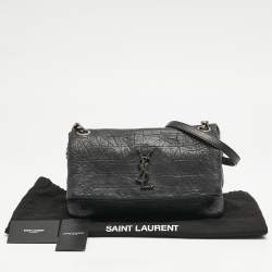 Pre Owned Saint Laurent Black Croc Embossed Leather West Hollywood Shoulder Bag