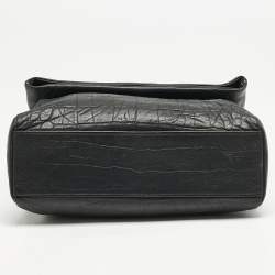 Pre Owned Saint Laurent Black Croc Embossed Leather West Hollywood Shoulder Bag