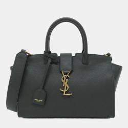 Saint Laurent Baby Tote Downtown Green Leather Handbag