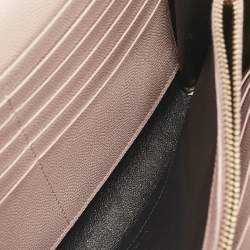 Saint Laurent Light Pink Matelassé Leather Cassandre Wallet On Chain