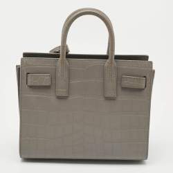 Saint Laurent Grey Croc Embossed Leather Nano Classic Sac De Jour Tote