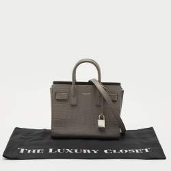 Saint Laurent Grey Croc Embossed Leather Nano Classic Sac De Jour Tote