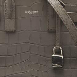 Saint Laurent Grey Croc Embossed Leather Nano Classic Sac De Jour Tote