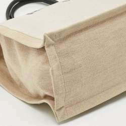Saint Laurent Beige/Ivory Canvas and Leather Large Rive Gauche Tote