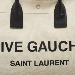 Saint Laurent Beige/Ivory Canvas and Leather Large Rive Gauche Tote