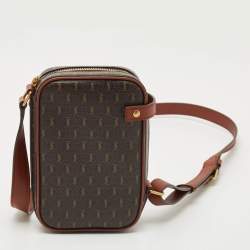 Saint Laurent Dark Brown Monogram Coated Canvas and Leather Le Monogramme Crossbody Bag