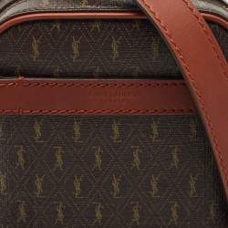 Saint Laurent Dark Brown Monogram Coated Canvas and Leather Le Monogramme Crossbody Bag