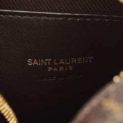 Saint Laurent Dark Brown Monogram Coated Canvas and Leather Le Monogramme Crossbody Bag