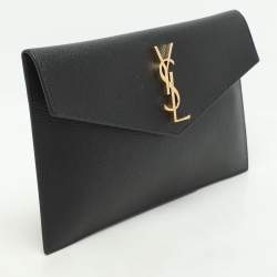 Pre Owned Saint Laurent Black Leather Uptown Pouch