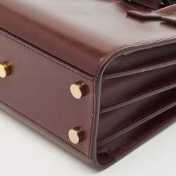 Saint Laurent Burgundy Leather Nano Classic Sac De Jour Tote