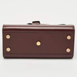 Saint Laurent Burgundy Leather Nano Classic Sac De Jour Tote