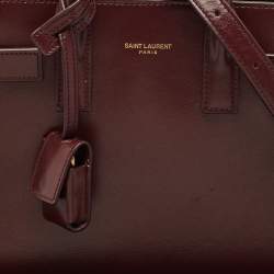 Saint Laurent Burgundy Leather Nano Classic Sac De Jour Tote