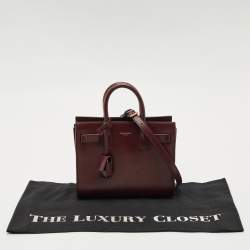 Saint Laurent Burgundy Leather Nano Classic Sac De Jour Tote