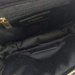 Saint Laurent Paris Black Leather Cosmetic Pouch