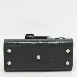 Saint Laurent Green Croc Embossed Leather Nano Classic Sac De Jour Tote