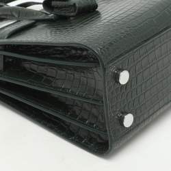 Saint Laurent Green Croc Embossed Leather Nano Classic Sac De Jour Tote