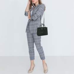 Saint Laurent Green Croc Embossed Leather Nano Classic Sac De Jour Tote