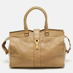 Saint Laurent Beige Leather Medium Cabas Chyc Tote