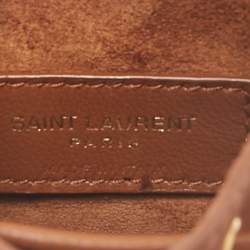 Saint Laurent Brown/Cream Leather and Raffia Mini Cassandre Pochon 