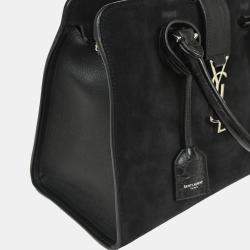 Saint Laurent Black Suede Baby Cabas 2way Handbag