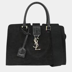 Saint Laurent Black Suede Baby Cabas 2way Handbag