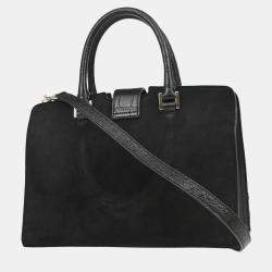 Saint Laurent Black Suede Baby Cabas 2way Handbag