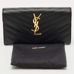 Saint Laurent Black Matelassé Leather Cassandre Wallet