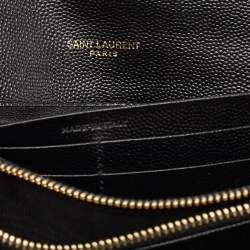 Saint Laurent Black Matelassé Leather Cassandre Wallet