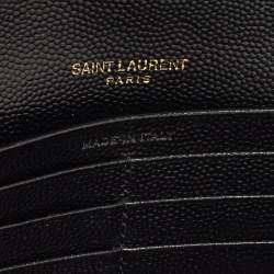Saint Laurent Black Matelassé Leather Cassandre Wallet