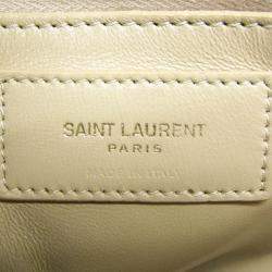 Saint Laurent Maillon Satchel Leather Shoulder Bag Beige