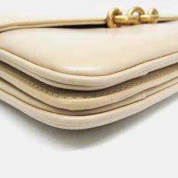 Saint Laurent Maillon Satchel Leather Shoulder Bag Beige