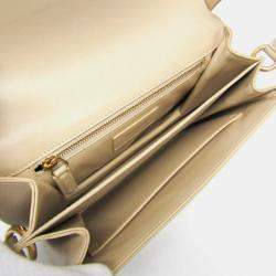 Saint Laurent Maillon Satchel Leather Shoulder Bag Beige