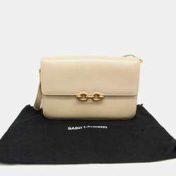 Saint Laurent Maillon Satchel Leather Shoulder Bag Beige