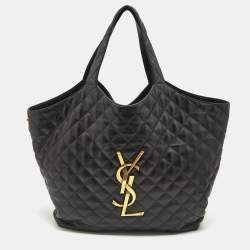 Saint Laurent Black Quilted Leather Maxi Icare Shopping Tote