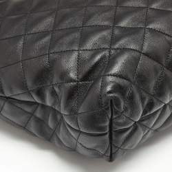 Pre Owned Saint Laurent Black Quilted Leather Maxi Icare Shopping Tote