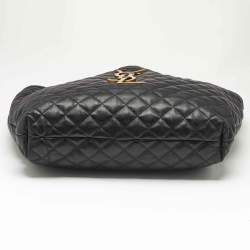 Pre Owned Saint Laurent Black Quilted Leather Maxi Icare Shopping Tote