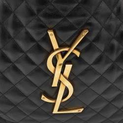 Pre Owned Saint Laurent Black Quilted Leather Maxi Icare Shopping Tote