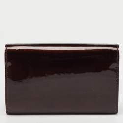 Saint Laurent Brown Patent Leather Uptown Wallet on Chain