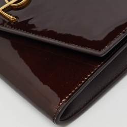 Saint Laurent Brown Patent Leather Uptown Wallet on Chain