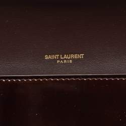 Saint Laurent Brown Patent Leather Uptown Wallet on Chain