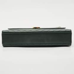 Saint Laurent Green Matelassé Leather Large Monogram Envelope Shoulder Bag