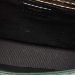 Saint Laurent Green Matelassé Leather Large Monogram Envelope Shoulder Bag