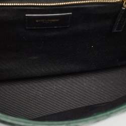 Saint Laurent Green Matelassé Leather Large Monogram Envelope Shoulder Bag