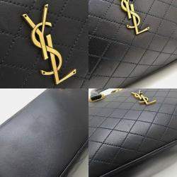 Yves Saint Laurent Rear Duffle Handbag 2Way Lambskin Black