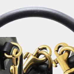 Yves Saint Laurent Rear Duffle Handbag 2Way Lambskin Black