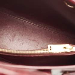 Pre Owned Saint Laurent Burgundy Croc Embossed Leather Baby Classic Sac De Jour Tote