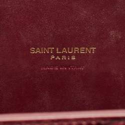 Pre Owned Saint Laurent Burgundy Croc Embossed Leather Baby Classic Sac De Jour Tote